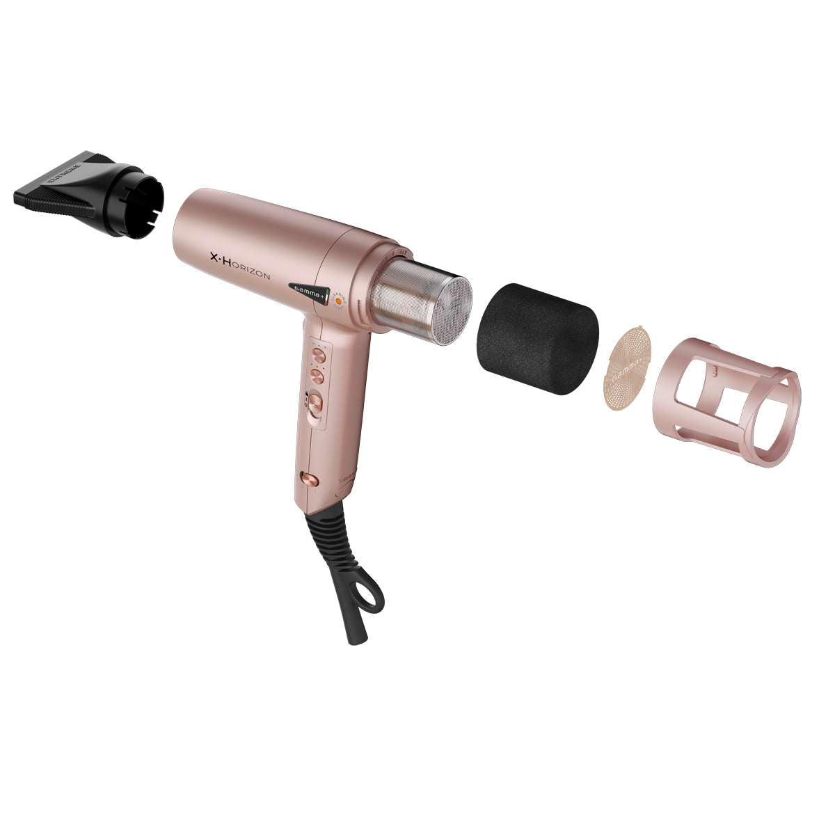 GAMMA PIU' | X.Horizon - Asciugacapelli Professionale Motore Digitale G-Tron Turbo con Generatore Ioni Rose Gold